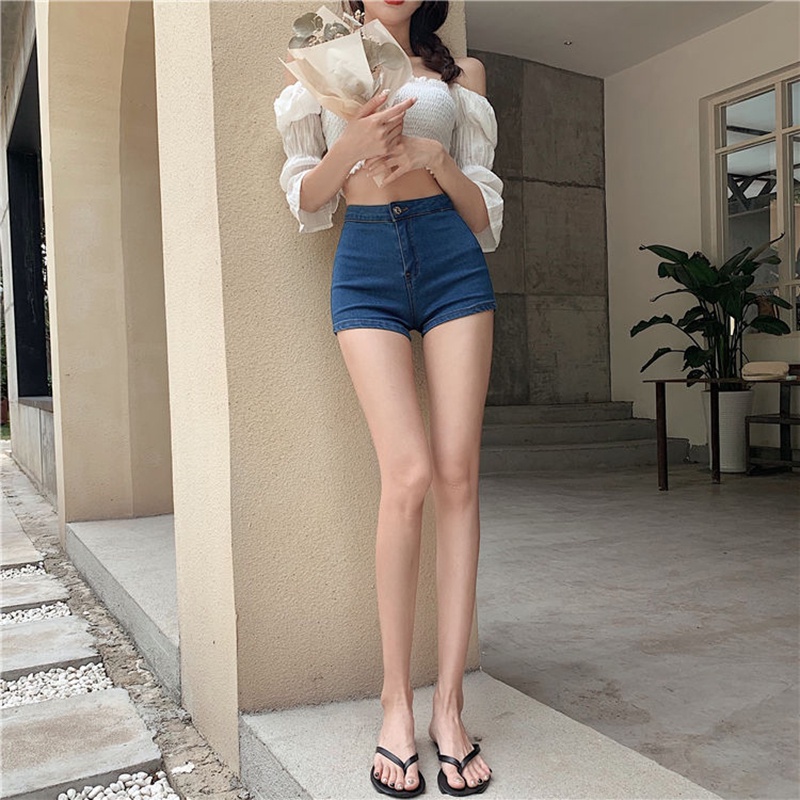 Quần đùi IELGY denim có túi nâng mông quyến rũ cho nữ