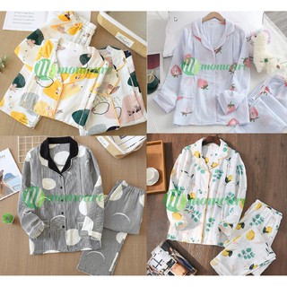 Bộ đồ bầu sau sinh cho con bú ti XÔ NHẬT thô đũi cực mát - Pijama bầu & sau sinh Quần áo bầu mặc nhà mùa hè đẹp Bigsize