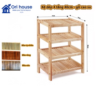 Kệ Dép Gỗ 4 Tầng Ngang 40cm - Chất Liệu Gỗ Cao Su - Nội Thất Ori