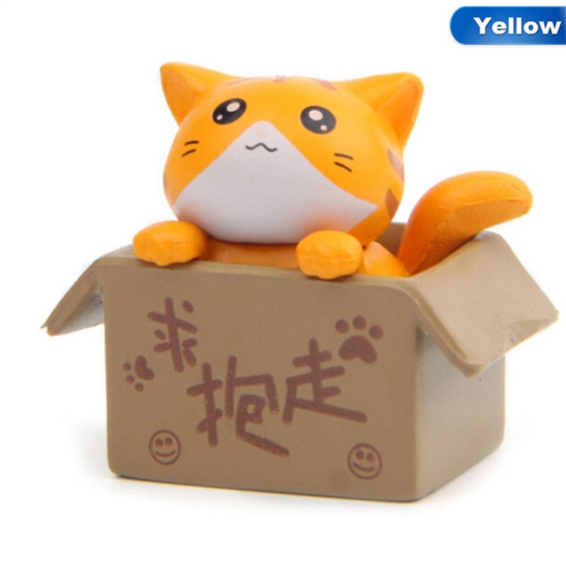 Set 1 chi tiết chú mèo trong thùng carton nhỏ nhắn xinh xắn trang trí đa dụng