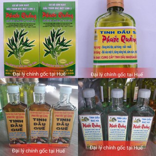 Combo 1 hộp tinh dầu tràm loại đặc biệt + 1 Sả +1 Quế + 1 Bạc hà nguyên chất Phước Quảng