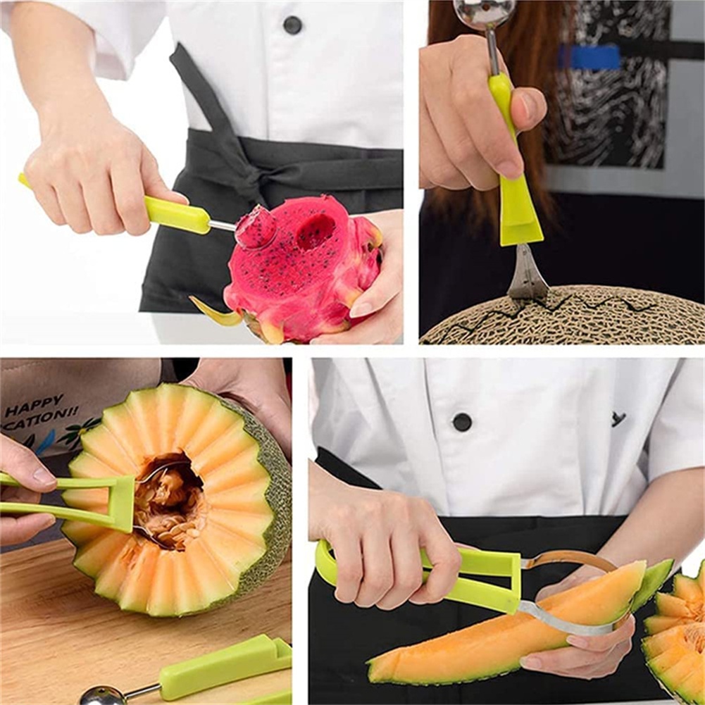 4 Trong 1 Dao Khắc Cắt Lát Củ Quả Cắt Vật Dụng Nhà Bếp Dưa Hấu Máy Thái Cắt Trái Cây Thìa Dưa Và Trái Cây Chia Đa Chức Năng từ Cao Cấp Dụng Cụ FLOWERDANCE