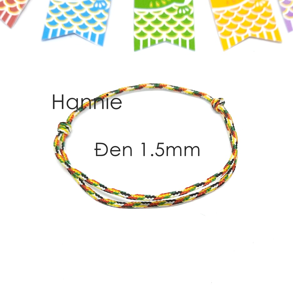 Vòng tay chỉ ngũ sắc kim tuyến may mắn khóa trượt đeo tay nam nữ - Lucky Bracelet handmade