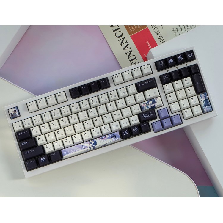 Nút Bàn Phím Cơ Demon Slayer Kochou Shinobu Keycap Nhuộm Màu PBT 137 Phím Cho 61/78/8/104.etc
