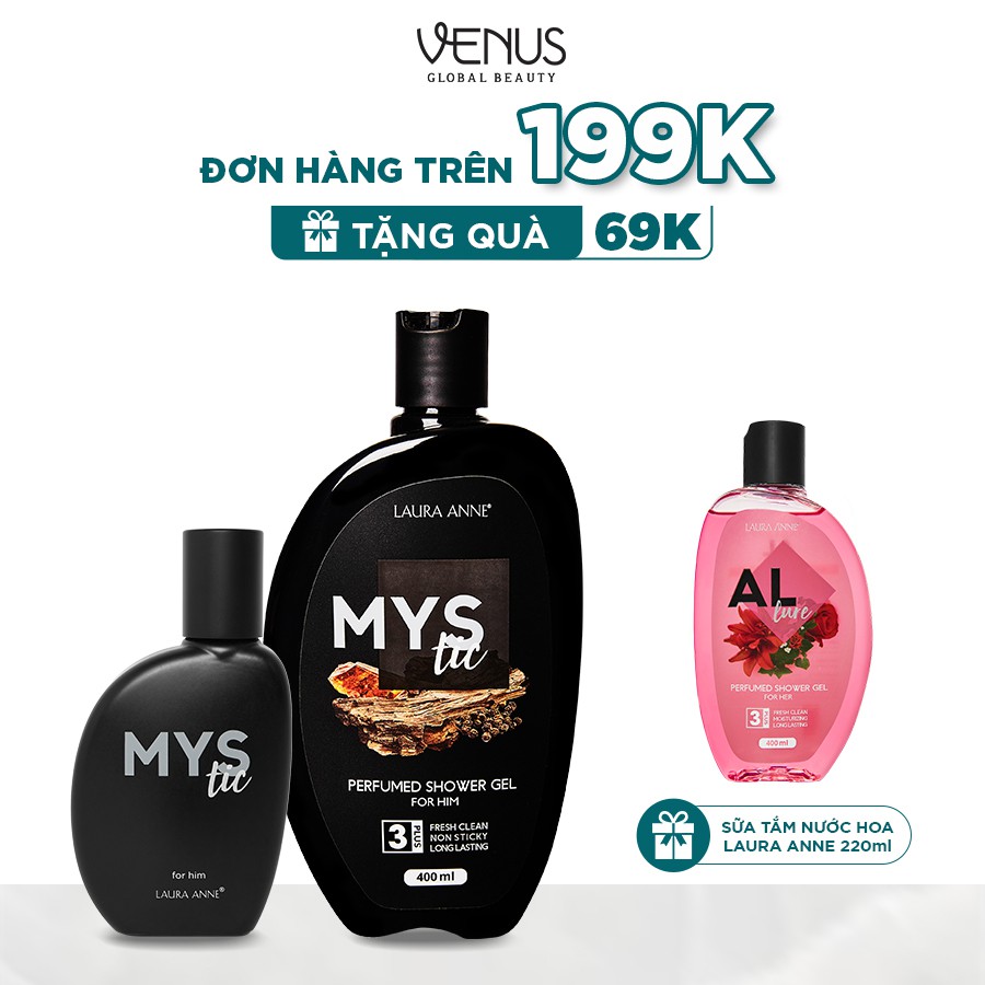 Bộ Đôi Nước Hoa và Sữa Tắm Nước hoa Laura Anne Mystic for Him (50ml + 400ml)