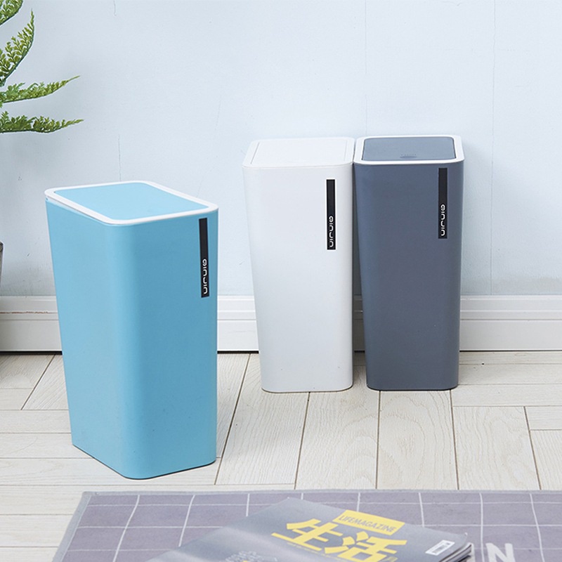 Thùng Rác Tái Chế Hình Vuông Cỡ Lớn Bằng Nhựa Dày Dặn Có Nắp Đậy Tiện Dụng Cho Gia Đình / Văn Phòng