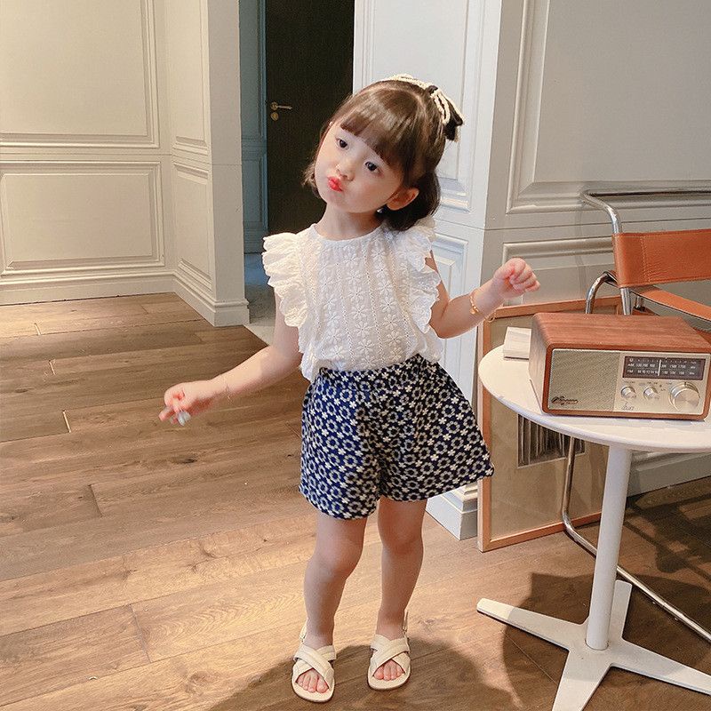 Hàng Mới Về Bộ Áo Thun + Quần Short Thêu Họa Tiết Phong Cách Hàn Quốc Thời Trang Mùa Hè Cho Bé Gái 5