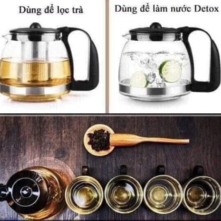 Bộ ấm pha trà thủy tinh có lưới lọc cao cấp kèm cốc