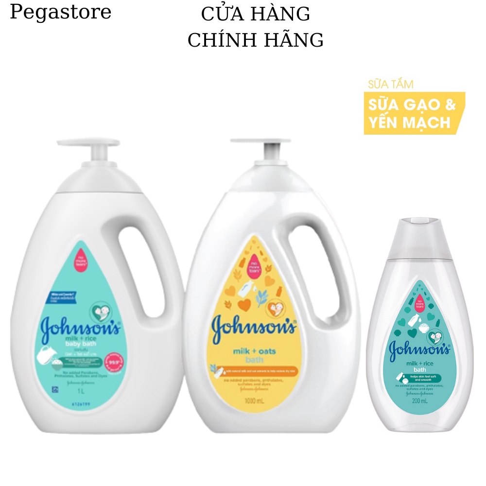 Sữa tắm cho bé JOHNSON baby Gạo và Yến mạch Bath No More Tears - dầu tắm johnson 1 L/200ml