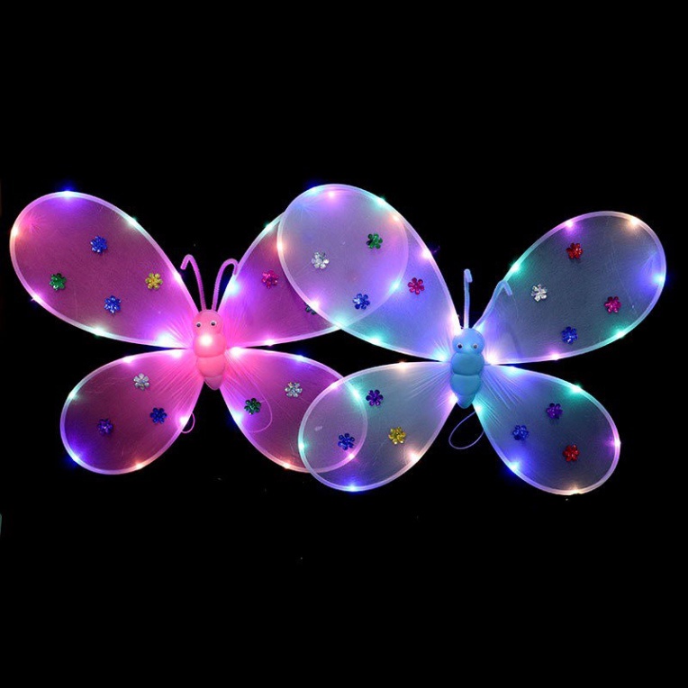 Bộ cánh bướm hóa trang có đèn led phát sáng đẹp lung linh ấn tượng cho bé gái tặng kèm pin