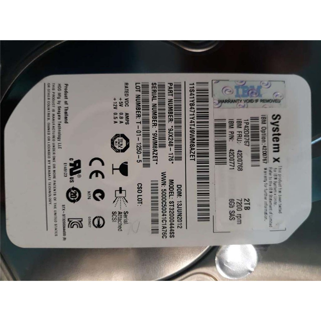 Ổ cứng HDD IBM 2Tb SAS 3.5'' 7200RPM. P/N: 42D0767
