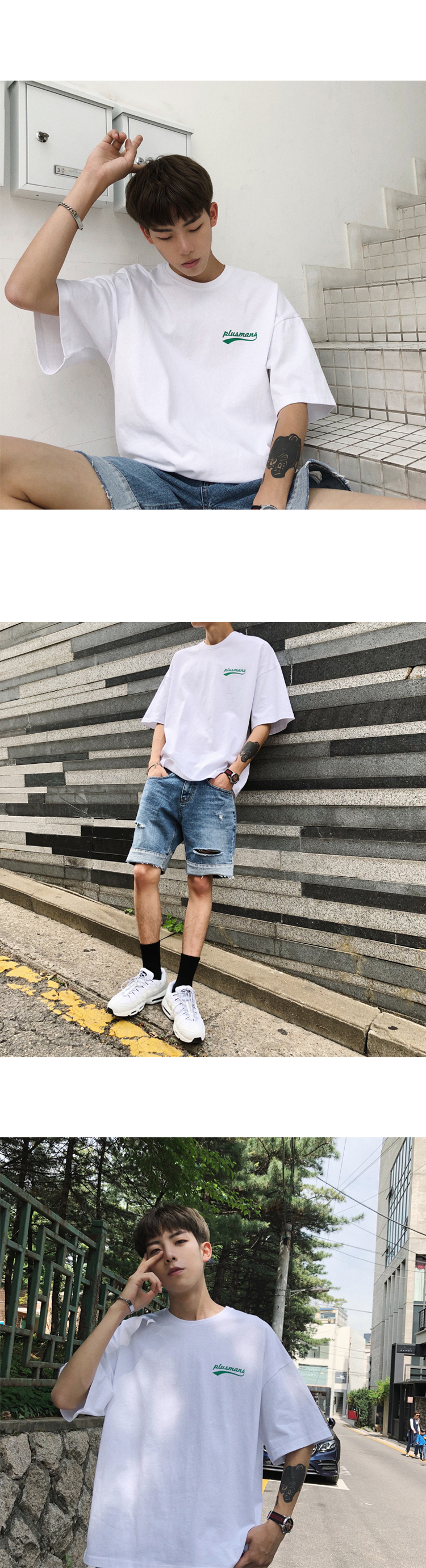 【3 Colors】S-3XL Oversized Tshirt Couple Shirts Korean Tops Men's Large-size Short-sleeved T-shirts Men's Ins Students Loose Clothes Summer Trend Half-sleeved T-shirts Men's Wear