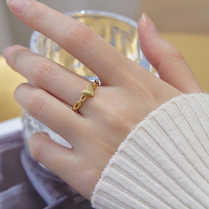 Nhẫn Thép Titan Mạ Vàng 18k Thiết Kế Mới Đơn Giản Cho Nữ