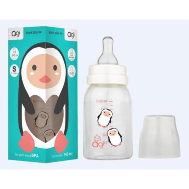 Bình sữa 🌸AGI🌸 Bình sữa PP cổ hẹp 140ml dành cho bé từ 0-3 tháng tuổi - SHOP MINH THỎ