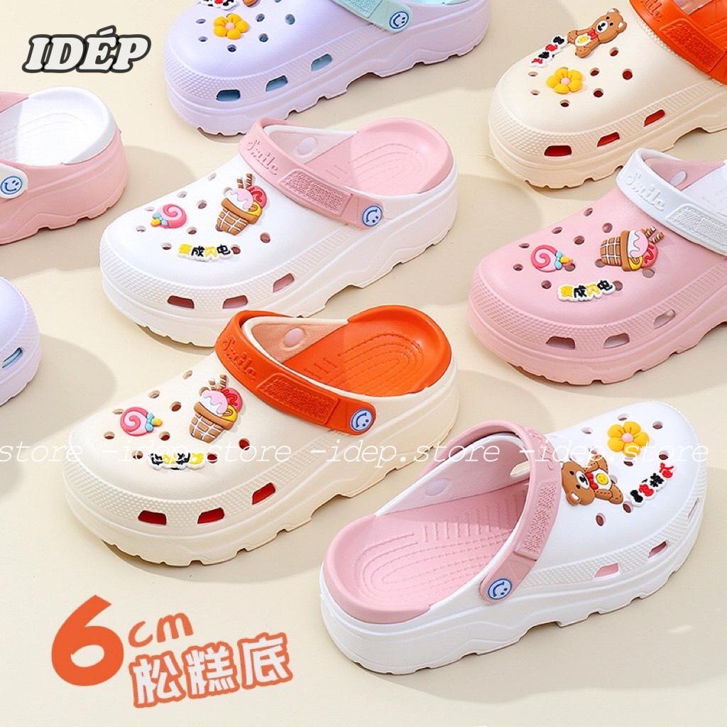 ??é? ????? Dép Cross Nữ - Giày Suc Y Tá Đế Dày Cao 6Cm Chất Eva Siêu Nhẹ Đi Mưa Đi Biển Tặng 6 Sticker Cute