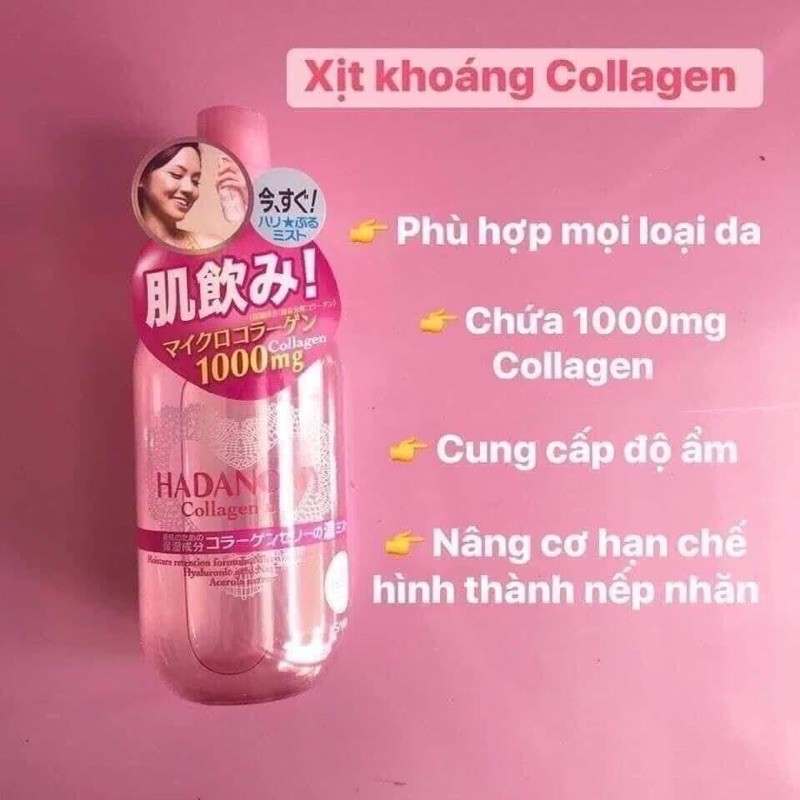 (video)Xịt khoáng Hadanomy Collagen Mist Nhật Bản 250ml