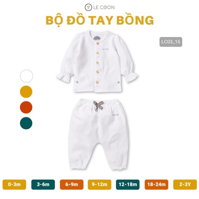 LE COON | Bộ Đồ Tay Bồng cotton dày 3 tháng-3 tuổi [ babyboo]