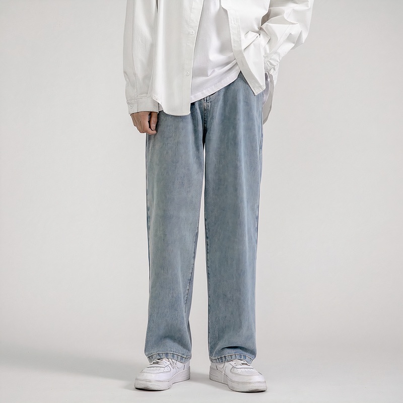 QUẦN JEAN NAM TOKI ỐNG RỘNG UNISEX XANH TRẮNG