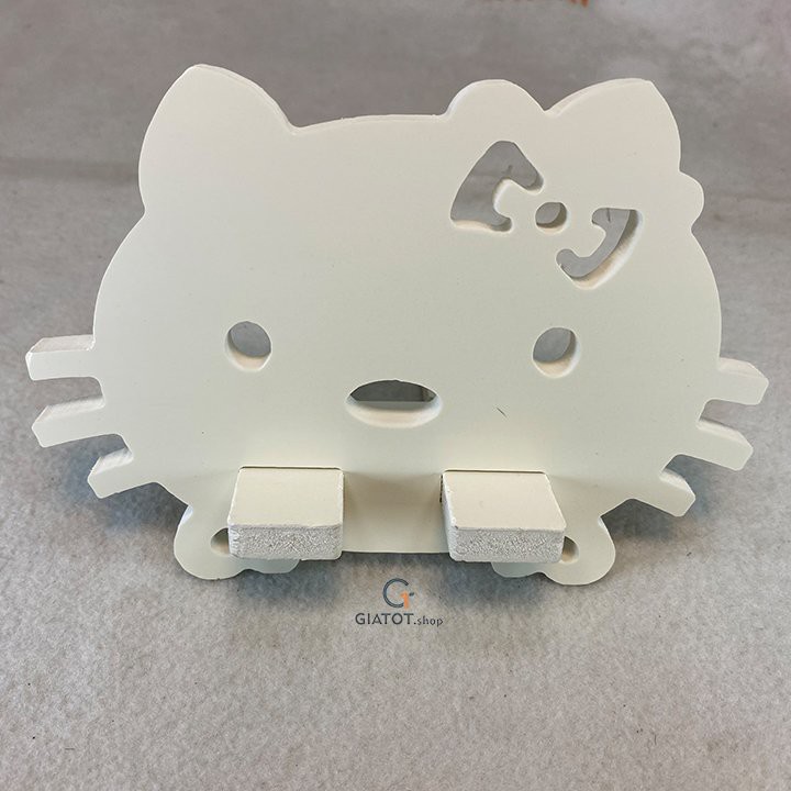 Kệ để điện thoại bằng gỗ CNC cao cấp hình mèo Kitty