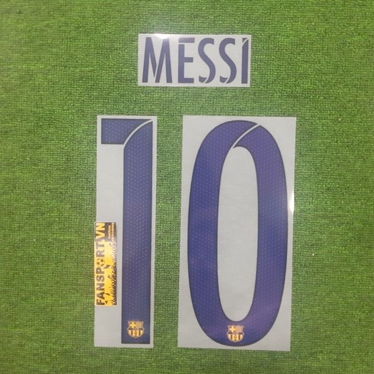 Bộ tên số cầu thủ Messi 10 Barcelona 2015 2016 2017 2018 away third nameset shirt jersey official font