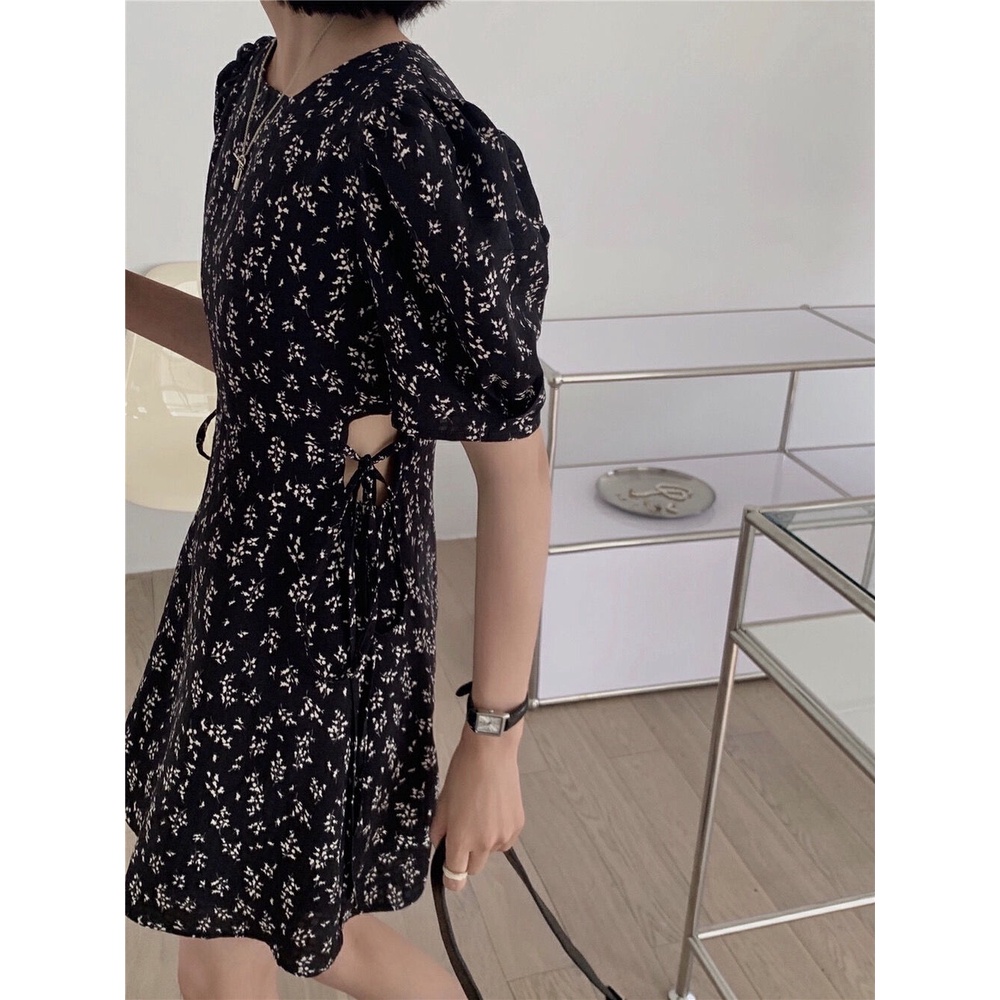 Đầm Hoa Cổ Tròn Thời Trang Pháp Mùa Hè Hàng Mới Dành Cho Bạn Nữ 2022