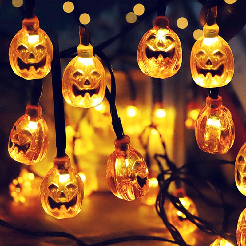 Dây Đèn Led 10 Bóng 1.5m Hình Bộ Xương Bí Ngô Trang Trí Halloween