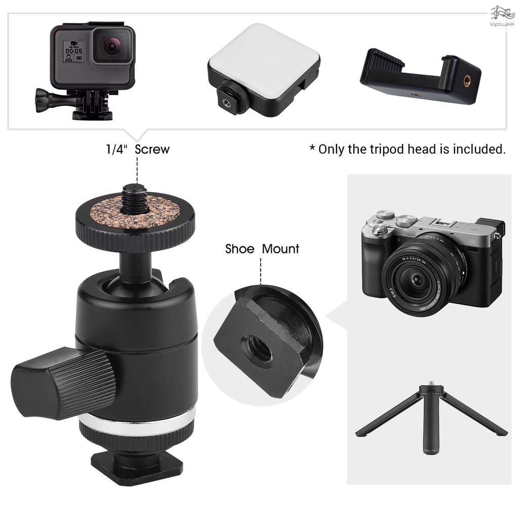 Đầu Bi Mini Xoay 360 Độ Với Ốc Vít 1 / 4 Inch Cho Giá Đỡ Ba Chân Máy Ảnh Túi Đựng Đồ Dùng 11lbs Tiện Dụng | BigBuy360 - bigbuy360.vn