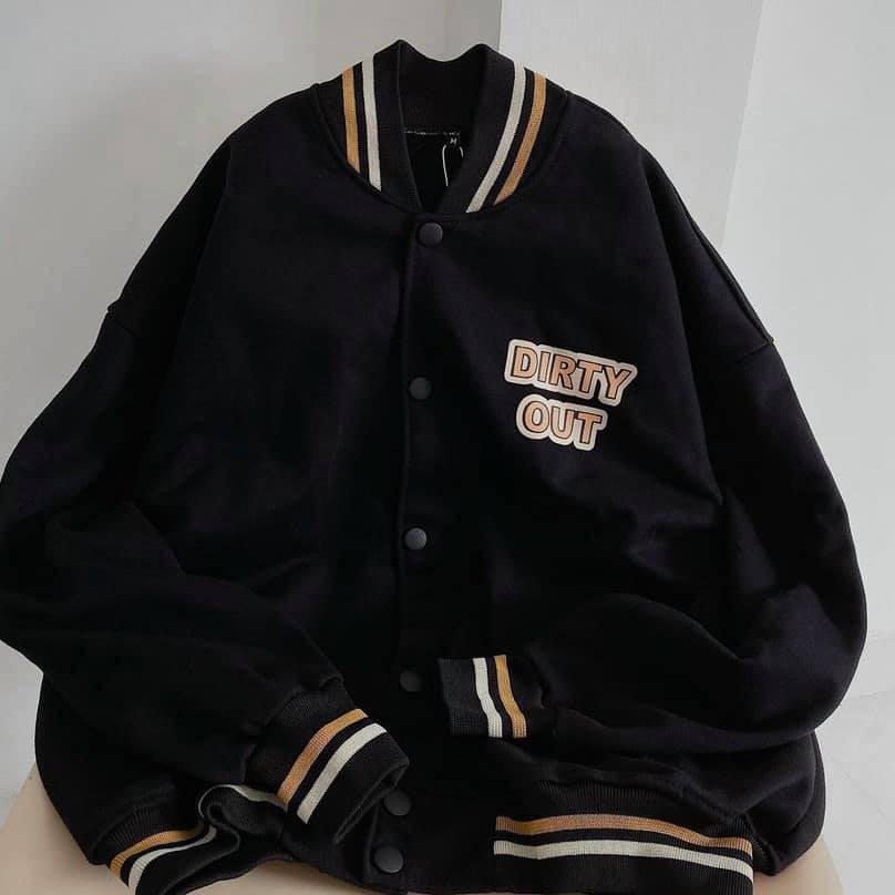 Áo khoác Bomber nỉ DIRTY OUT bóng chày - Ginni Bomber Jacket