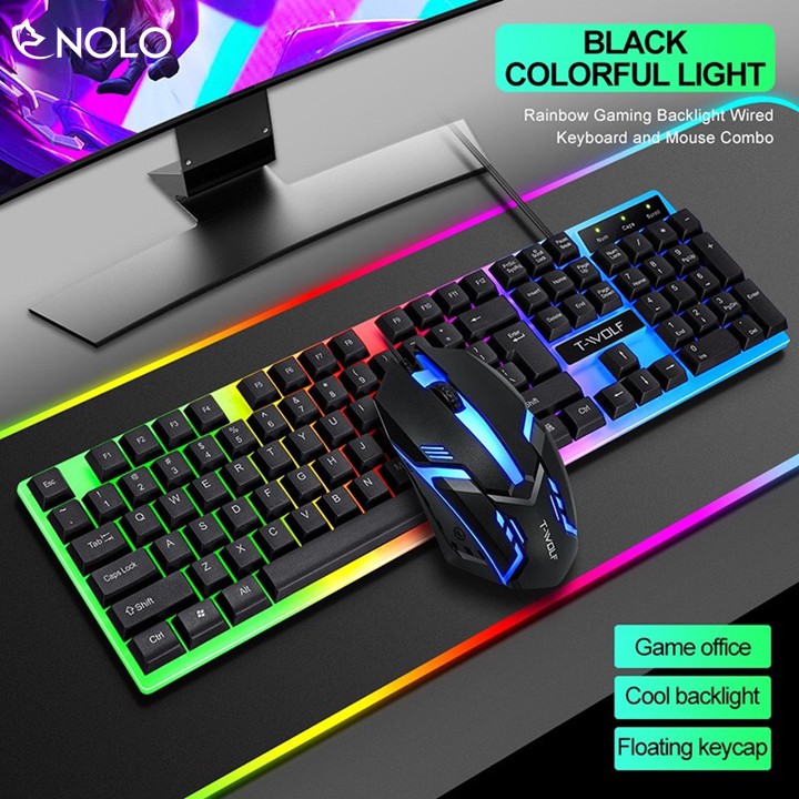 Combo Bộ Bàn Phím Giả Cơ Và Chuột Gaming Gear TWOLF TF230 Led RGB 3D Dây Dài 1,3M Chui USB Tặng Kèm Lót Chuột May Viền