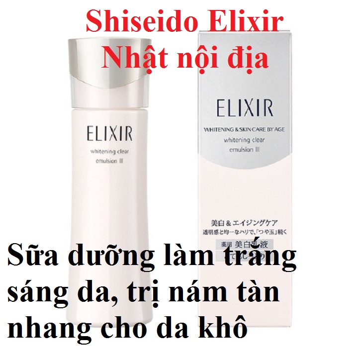 Sữa dưỡng da SHISEIDO ELIXIR 130ML whitening dưỡng trắng và lifting moisture emulsion nâng cơ