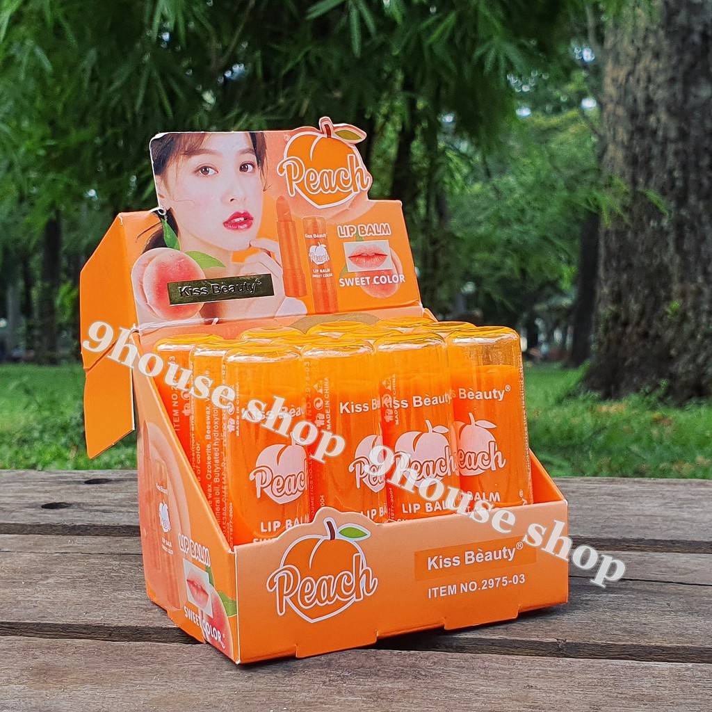 01 Son Dưỡng Môi Kiss Beauty PEACH Hương Đào 3,5gram