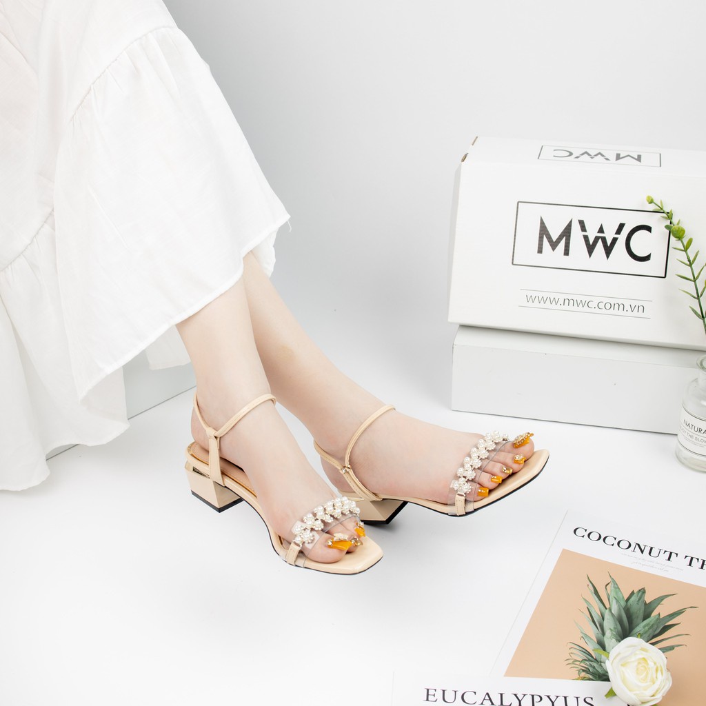 GIÀY CAO GÓT NỮ MWC- GIÀY CAO GÓT SANDAL- CAO GÓT ĐẾ VUÔNG 5CM - CAO GÓT QUAI TRONG SANG TRỌNG NỔI BẬT NUCG-3936