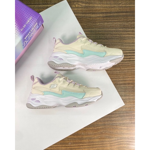 Giày thể thao nữ đế cao phối màu trẻ trung thương hiệu Skechers da thật hàng cao cấp
