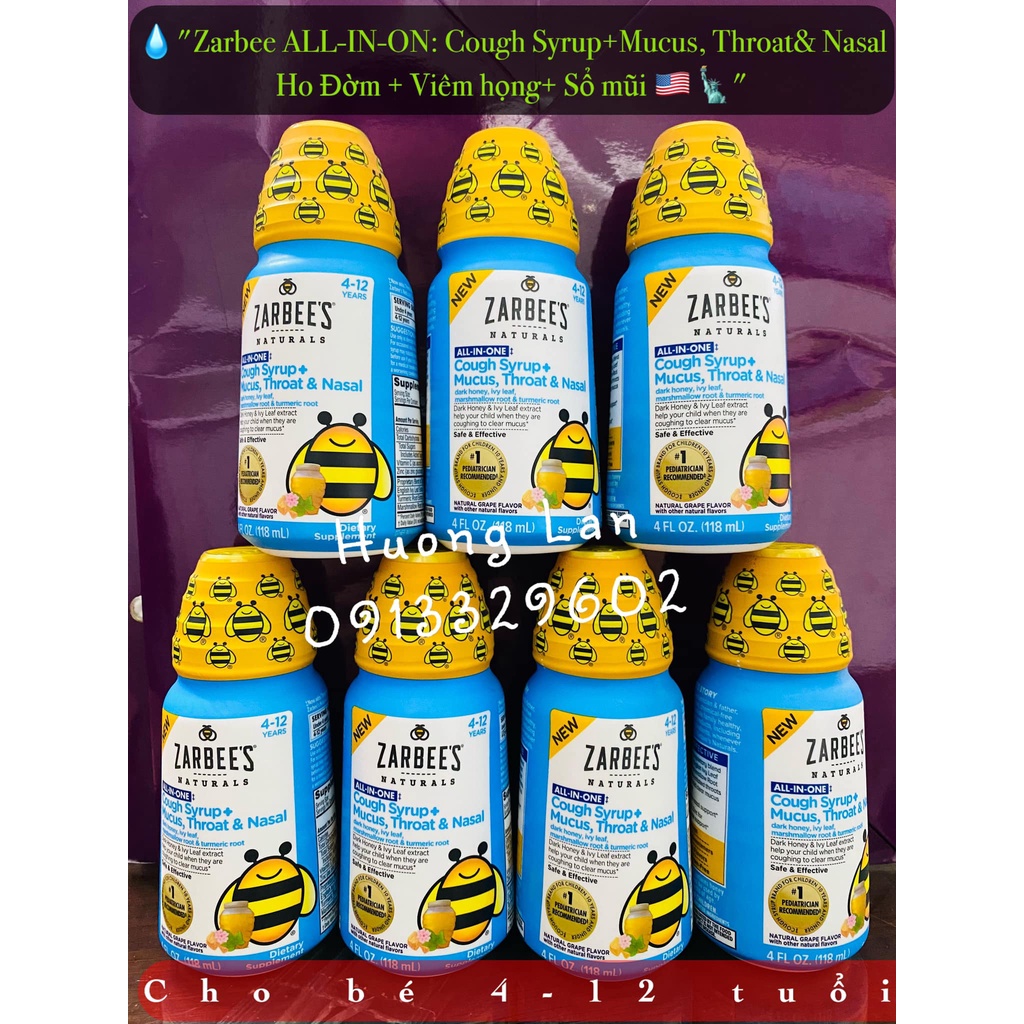 Hộp Đựng Siro Con Ong Zarbee Dark Honey + ZinC Naturals Baby Syrup