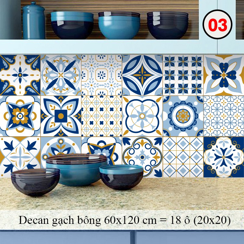 Decal Dán Ô Gạch Dán Bếp | Decal Dán Chống Bay Dầu Mỡ Chịu Nhiệt Độ Cao
