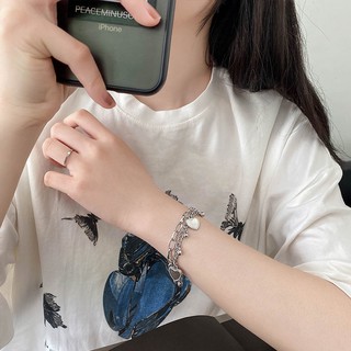 Vòng Tay Mặt Trái Tim Đôi Phong Cách Hip Hop Hàn Quốc