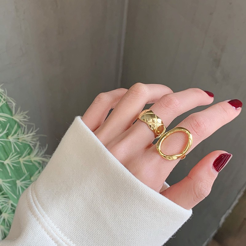 Nhẫn Đeo Tay Kim Loại Thiết Kế Đơn Giản Thời Trang Nữ