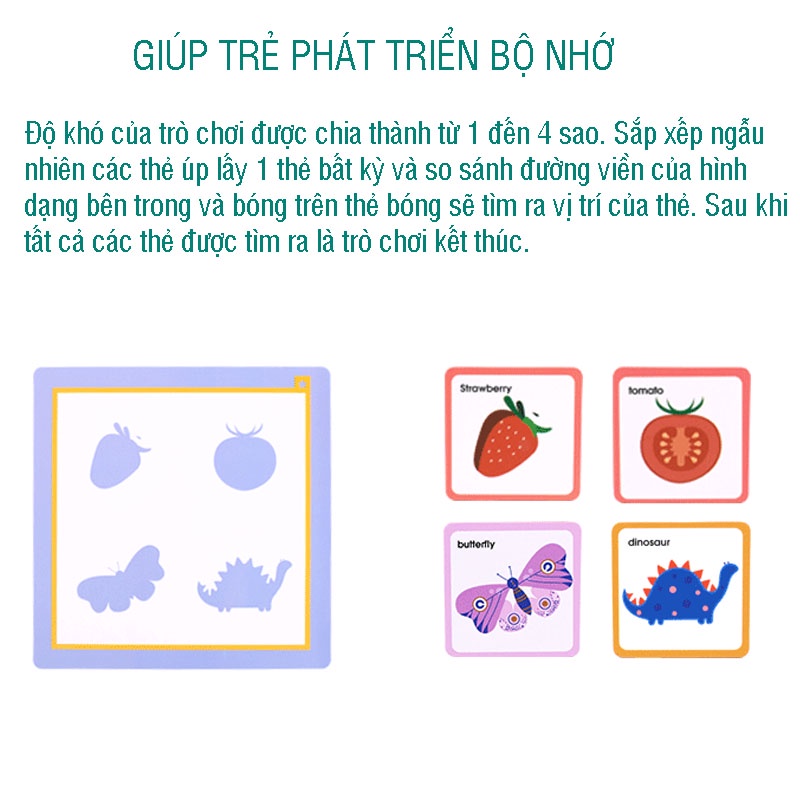 Đồ chơi gỗ, bộ ghép hình rèn luyện trí nhớ cho trẻ - Memory matching card, đồ chơi montessori cho trẻ