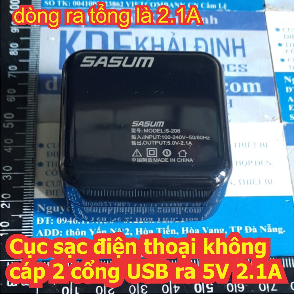 Cục sạc điện thoại không cáp 2 cổng USB ra 5V 2.1A kde7682