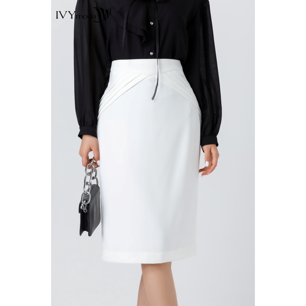 Chân váy bút chì xếp nếp IVY moda MS 31M6604
