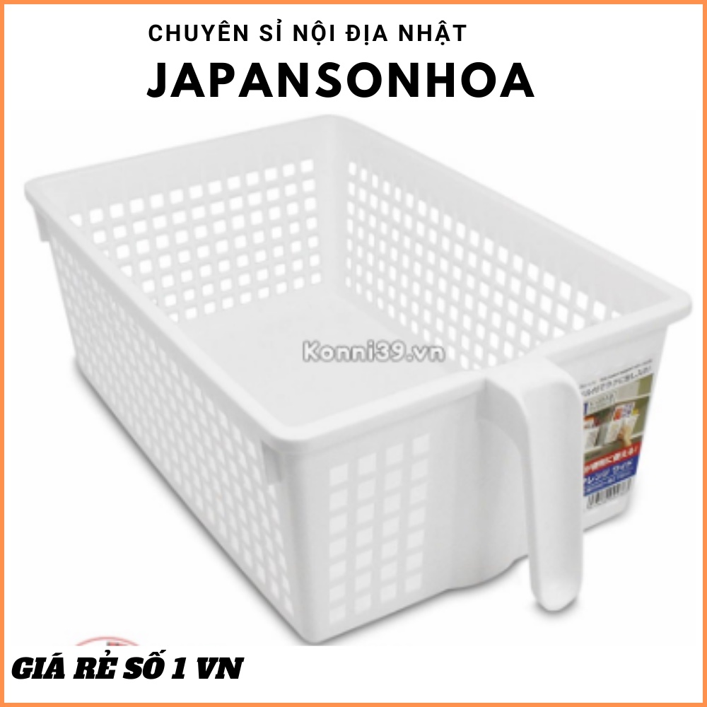 Khay nhựa Sanada đựng có tay cầm - Trắng