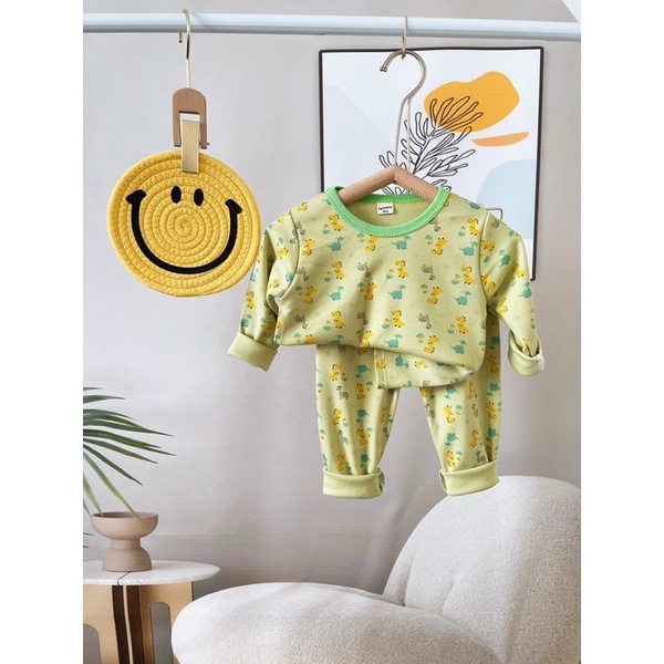 Bộ Đồ Dài Tay Bé Trai, Bé Gái 6-16kg Chất Cotton Xuất Nhật Co Giãn Họa Tiết Nhí Dễ Thuơng - AN.KID