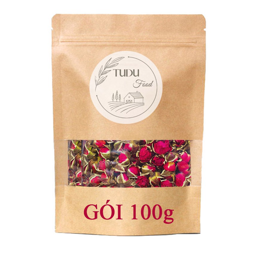 100g Trà hoa hồng khô thượng hạng loại 1 chất lượng, nụ đẹp nguyên bông, không vụn, uống đẹp da, đóng gói túi zip