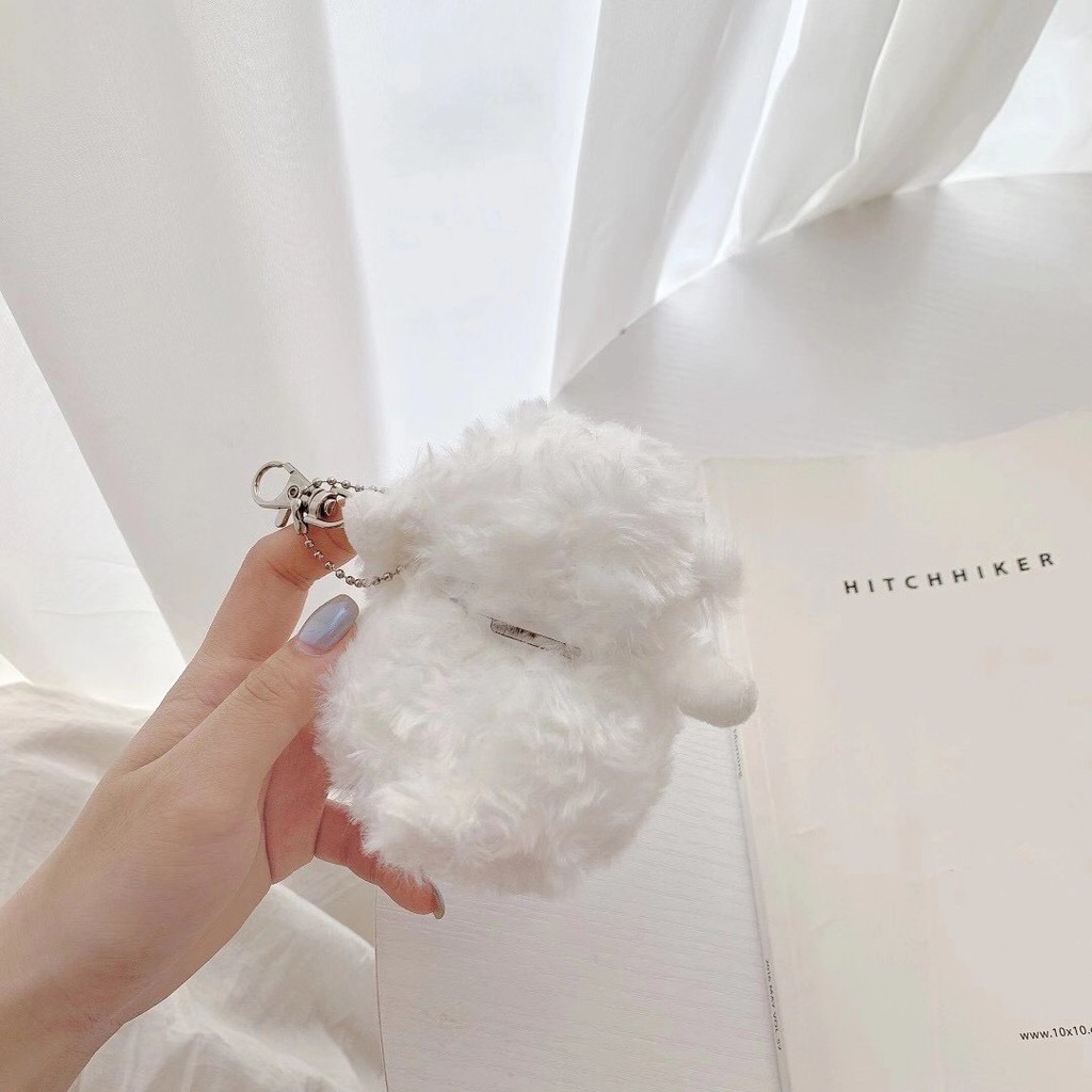 Vỏ bảo vệ hộp sạc tai nghe thích hợp cho Airpods 1/ 2 hình chú cừu nhồi bông dễ thương