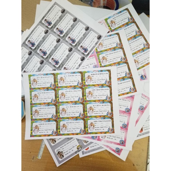 Combo 20 nhãn vở in hình bé nội dung theo yêu cầu