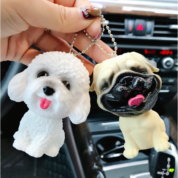 Móc khóa nhân vật hoạt hình chú chó mặt xệ chó trắng chó Husky treo balo xe máy quà tặng lưu niệm đáng yêu