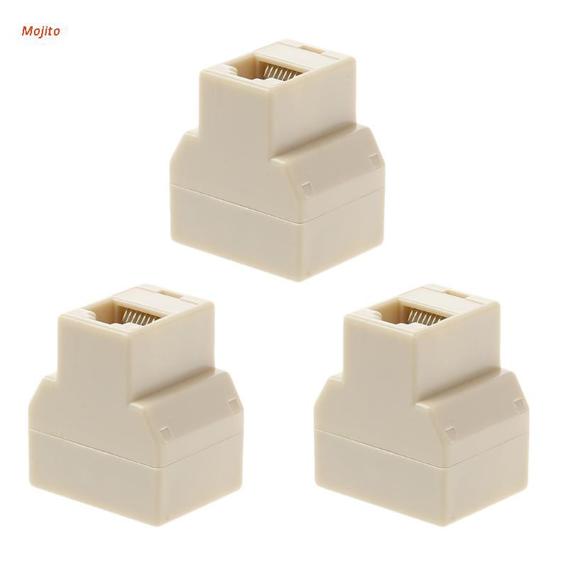 Set 3 Đầu Chia Dây Cáp Mạng Lan Ethernet Rj45 Female Từ 1 Sang 2