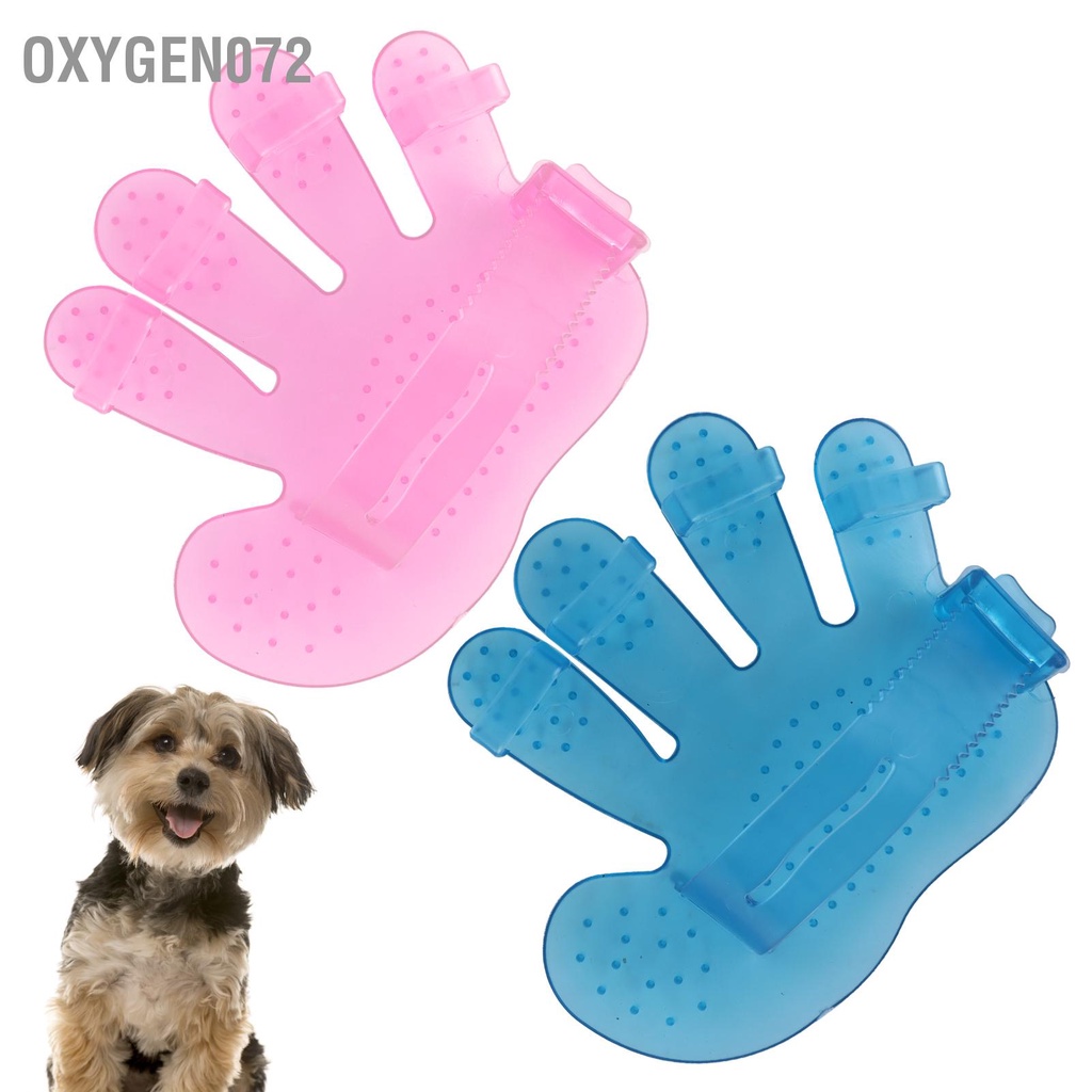 Oxygen072 Pet Grooming Gloves Transparent Rubber Five‑Finger for Bathing Dogs