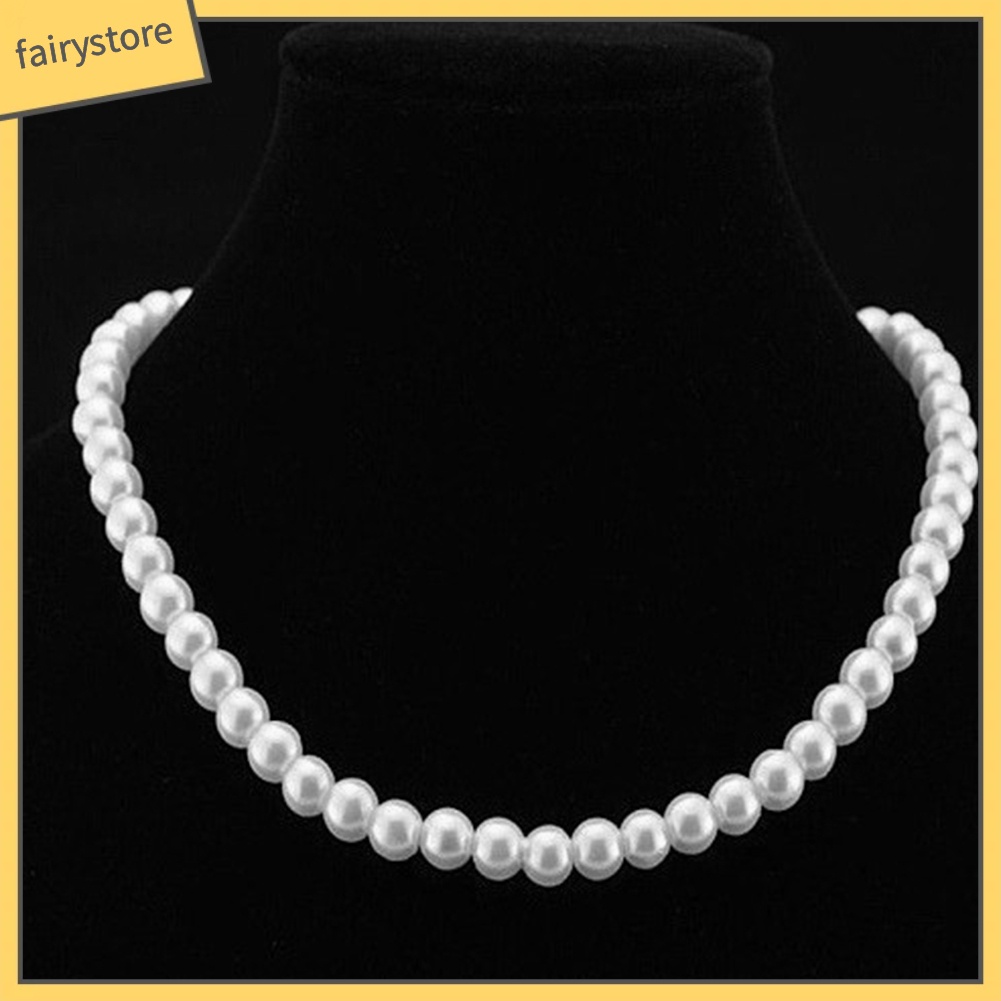 Vòng cổ xỏ hạt ngọc trai giả thiết kế đơn giản sang trọng cho nữ