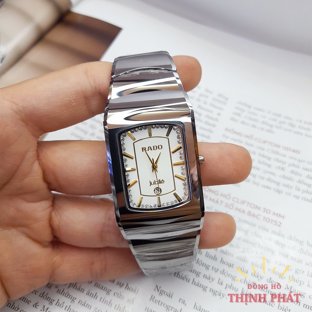 Đồng Hồ Nam R.AD@ JUBILE H1036 Case 30mm x 40mm - Mặt Vuông Dây Đá Ceramic Cao Cấp - Phong Cách Cổ Điển, Lịch Lãm